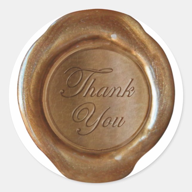 Pegatina Redonda Faux Wax Seals - Copper Script - Gracias (Anverso)