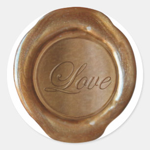 Pegatina Redonda Faux Wax Seals - Copper Script - Love