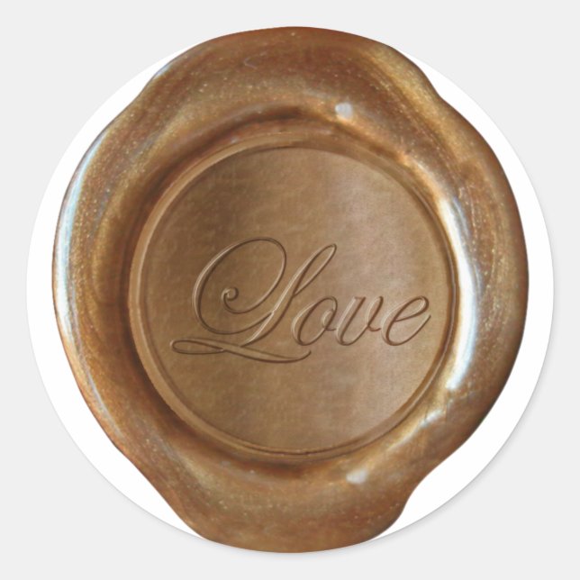 Pegatina Redonda Faux Wax Seals - Copper Script - Love (Anverso)