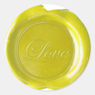 Pegatina Redonda Faux Wax Seals - Guión amarillo - Amor