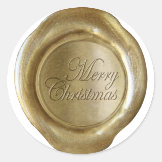 Pegatina Redonda Faux Wax Seals - Guión de oro - Feliz Navidad