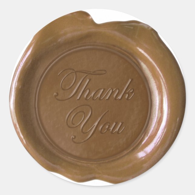Pegatina Redonda Faux Wax Seals - Leche de chocolate - Gracias (Anverso)