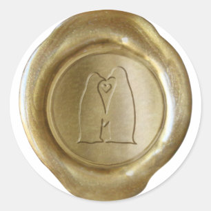 Pegatina Redonda Faux Wax Seals - Oro - Personalizado - Penguin Lov