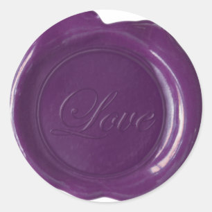 Pegatina Redonda Faux Wax Seals - Plum Script - Love