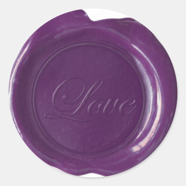 Pegatina Redonda Faux Wax Seals - Plum Script - Love (Anverso)