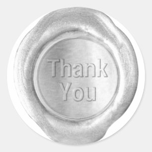 Pegatina Redonda Faux Wax Seals - Silver - Bold - Gracias