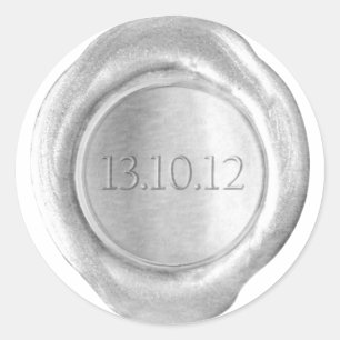 Pegatina Redonda Faux Wax Seals - Silver - Personalizado - Fecha de