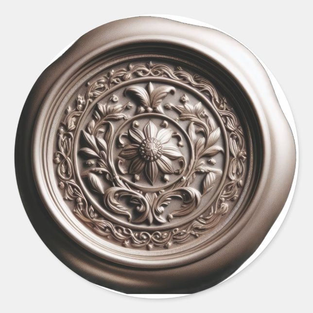 Pegatina Redonda Faux Wax Seep Impression Gold (Anverso)