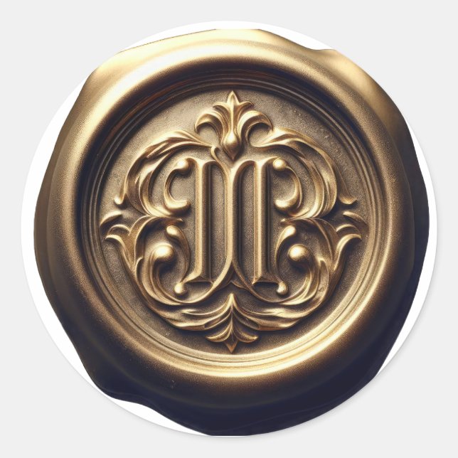 Pegatina Redonda Faux Wax Seep Impression Gold (Anverso)