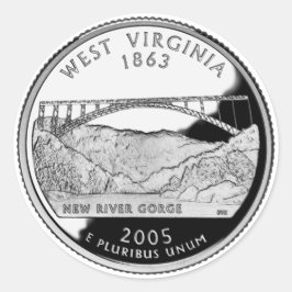 Pegatina Redonda Faux West Virginia State Quarter
