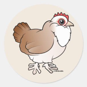 Pegatina Redonda Faverolles Hen
