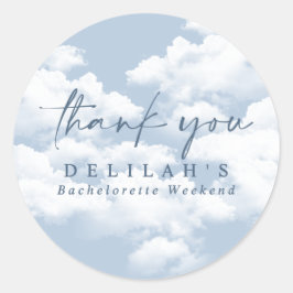 Pegatina Redonda Favor azul "On Cloud Nine" para fin de semana de d