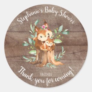 Pegatina Redonda Favor Baby Shower Adorable Mom & Baby Squirrel