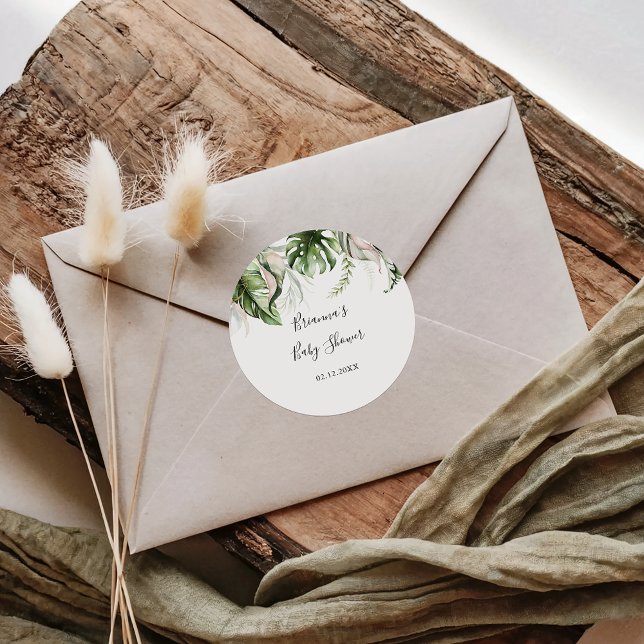 Pegatina Redonda Favor Baby Shower Gold Tropical Greeneration (Subido por el creador)