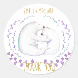 Pegatina Redonda Favor de agradecimiento de acuarela de Navidad par