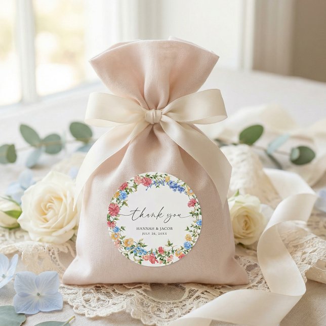 Pegatina Redonda Favor de agradecimiento de boda de flores silvestr (Subido por el creador)