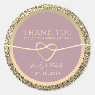 Pegatina Redonda Favor de agradecimiento de boda Dusty Rose