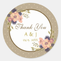 Favor de agradecimiento de boda floral rústico