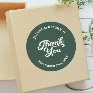 Pegatina Redonda Favor de agradecimiento de boda personalizado verd