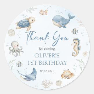 Pegatina Redonda Favor de agradecimiento de cumpleaños número 1 de 