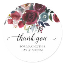 Favor de agradecimiento floral burgundy naval para