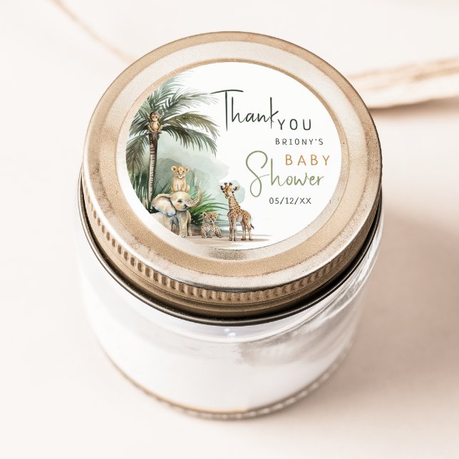 Pegatina Redonda Favor de agradecimiento para Baby Shower de animal (Subido por el creador)