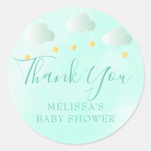 Pegatina Redonda Favor de agradecimiento para baby shower de género
