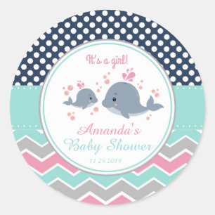 Pegatina Redonda Favor de agradecimiento para Baby Shower de Mamá y