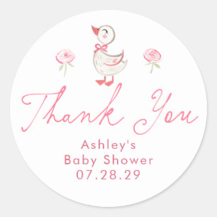 Pegatina Redonda Favor de agradecimiento para baby shower de niña S