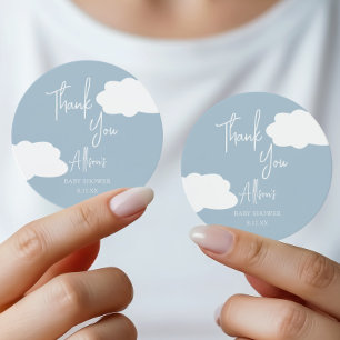 Pegatina Redonda Favor de agradecimiento para baby shower de nube a