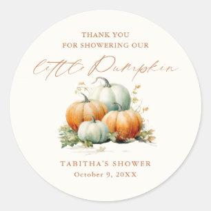 Pegatina Redonda Favor de agradecimiento para Baby Shower de Otoño 