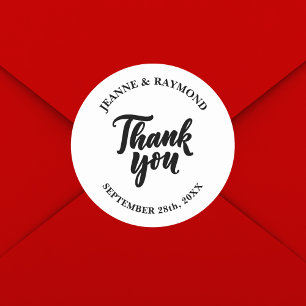 Pegatina Redonda Favor de agradecimiento personalizado minimalista
