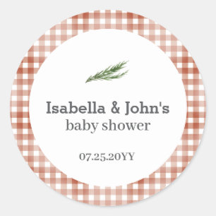 Pegatina Redonda Favor de Baby Shower de Barbacoa