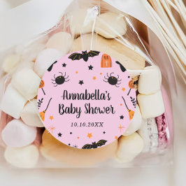 Pegatina Redonda Favor de Baby Shower de Cute Halloween