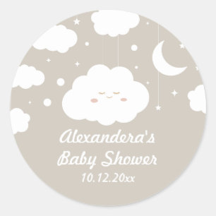 Pegatina Redonda Favor de Baby Shower de Nube