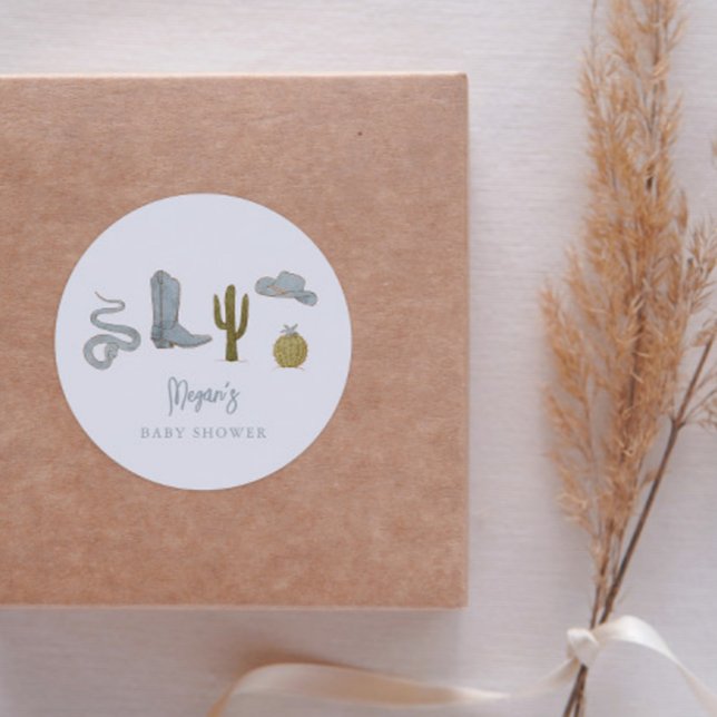 Pegatina Redonda Favor de Baby Shower de País Vaquero (Subido por el creador)