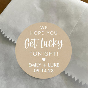 Pegatina Redonda Favor de billete de lotería de boda Kraft personal