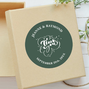 Pegatina Redonda Favor de Boda Agradecimiento Personalizado Elegant