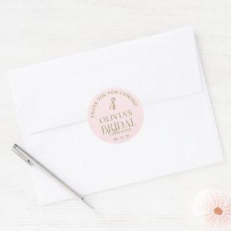 Pegatina Redonda Favor de boda Blush & Sage Green