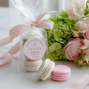 Pegatina Redonda Favor de boda Blush & Sage Green