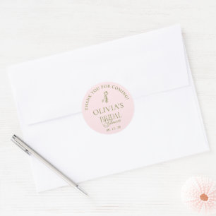 Pegatina Redonda Favor de boda Blush & Sage Green