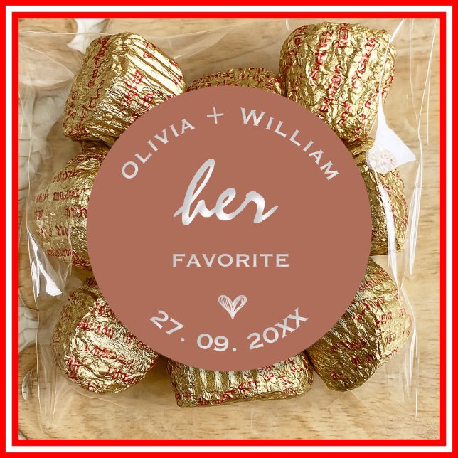 Pegatina Redonda Favor de boda boho naranja quemado Corazón (Subido por el creador)