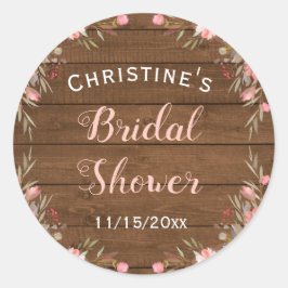 Pegatina Redonda Favor de boda campestre floral rústico chic
