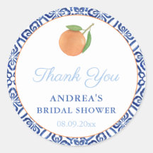 Favor de boda Chic Simple Citrus Blue Tiles