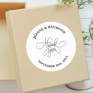 Pegatina Redonda Favor de Boda con Caligrafía Personalizada de Agra