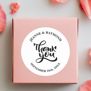 Pegatina Redonda Favor de Boda con Caligrafía Personalizada de Agra