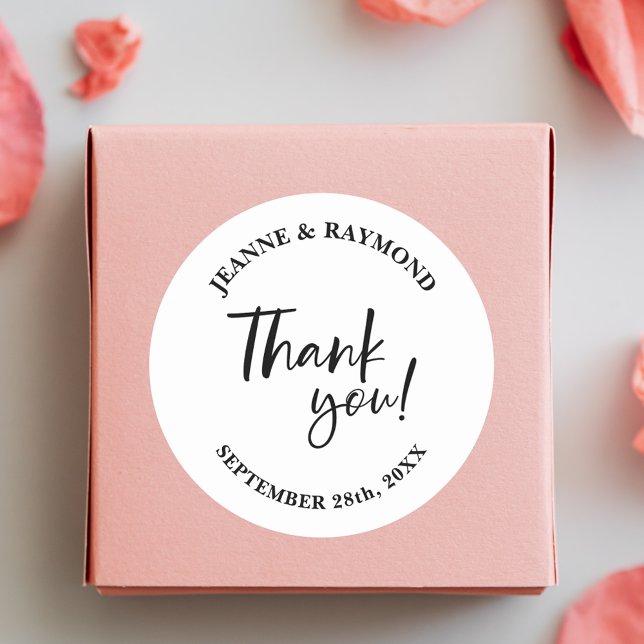 Pegatina Redonda Favor de Boda con Guión Personalizado de Agradecim (Subido por el creador)