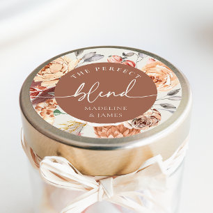 Pegatina Redonda Favor de boda con tema de café "La Mezcla Perfecta