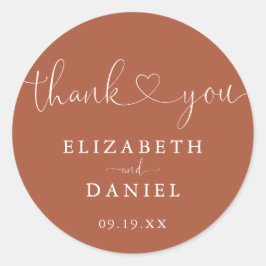 Pegatina Redonda Favor de boda de agradecimiento con guión de coraz