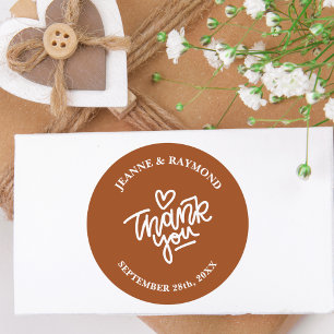 Pegatina Redonda Favor de boda de agradecimiento personalizado de t